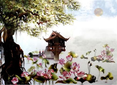 Tranh kính hoa sen TKS50